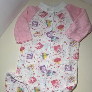 Vintage 90s Vibrant Retro Puppy and Cat Shape Pattern Terry Cloth Button Sleeper